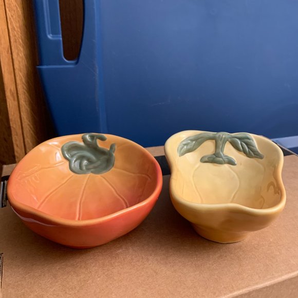 2 WILLIAMS SONOMA JARDIN POTAGER AUTUMN DIPPING BOWLS PUMPKIN & YELLOW PEPPER  # - Picture 3 of 3